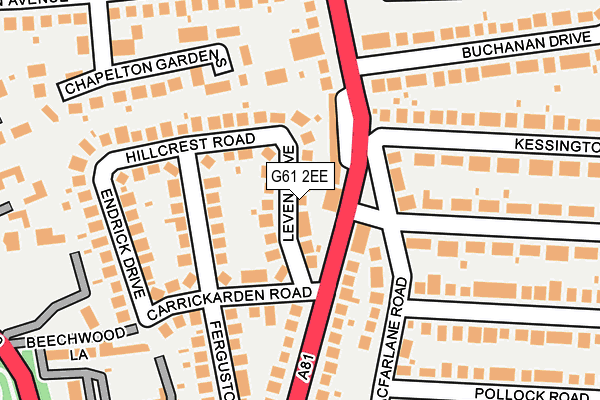 G61 2EE map - OS OpenMap – Local (Ordnance Survey)