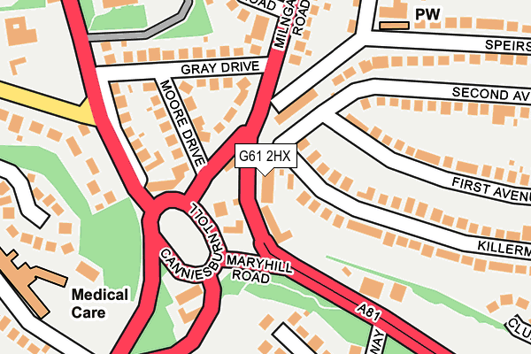 G61 2HX map - OS OpenMap – Local (Ordnance Survey)