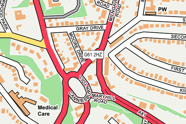 G61 2HZ map - OS OpenMap – Local (Ordnance Survey)