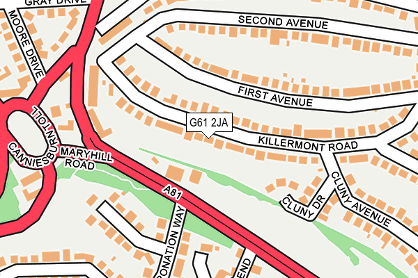 G61 2JA map - OS OpenMap – Local (Ordnance Survey)