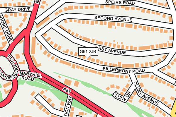 G61 2JB map - OS OpenMap – Local (Ordnance Survey)