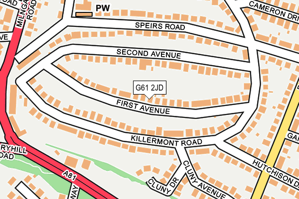 G61 2JD map - OS OpenMap – Local (Ordnance Survey)