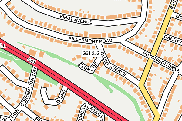 G61 2JG map - OS OpenMap – Local (Ordnance Survey)