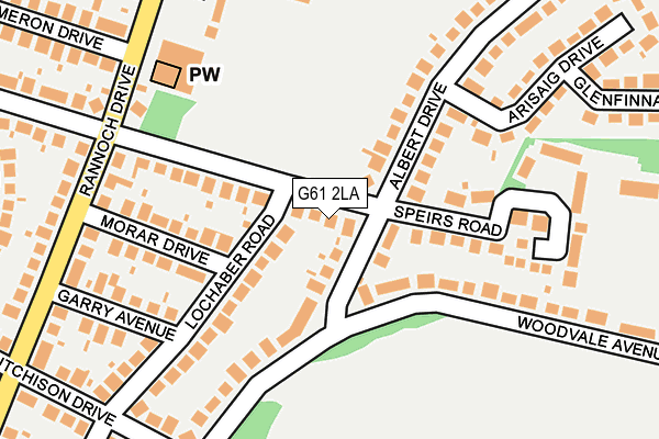 G61 2LA map - OS OpenMap – Local (Ordnance Survey)