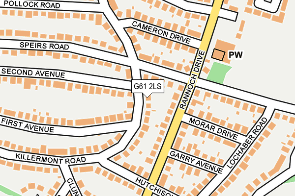 G61 2LS map - OS OpenMap – Local (Ordnance Survey)