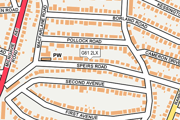 G61 2LX map - OS OpenMap – Local (Ordnance Survey)