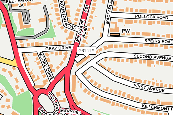 G61 2LY map - OS OpenMap – Local (Ordnance Survey)