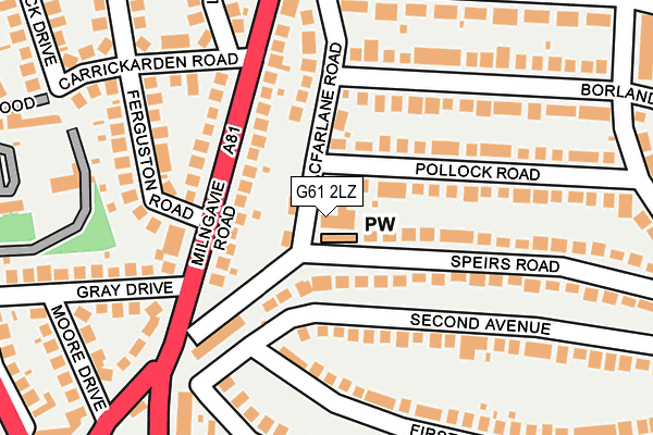 G61 2LZ map - OS OpenMap – Local (Ordnance Survey)