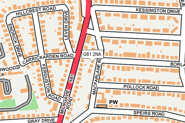 G61 2NA map - OS OpenMap – Local (Ordnance Survey)