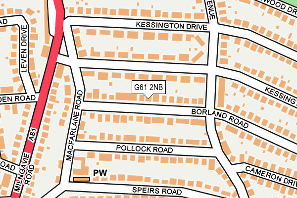 G61 2NB map - OS OpenMap – Local (Ordnance Survey)