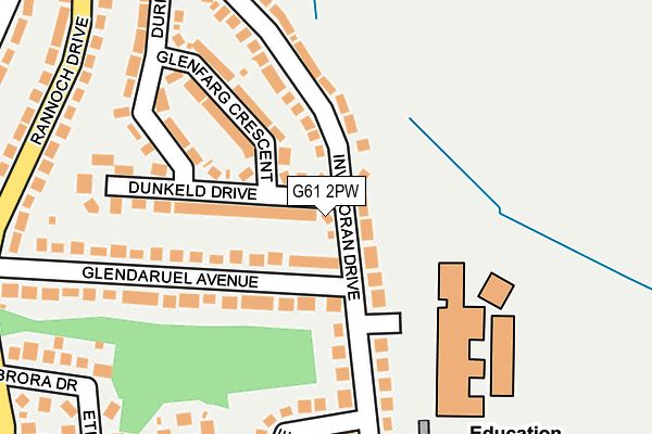 G61 2PW map - OS OpenMap – Local (Ordnance Survey)