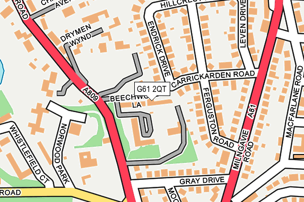 G61 2QT map - OS OpenMap – Local (Ordnance Survey)