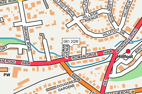 G61 2QW map - OS OpenMap – Local (Ordnance Survey)