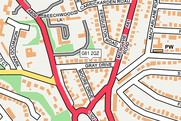 G61 2QZ map - OS OpenMap – Local (Ordnance Survey)