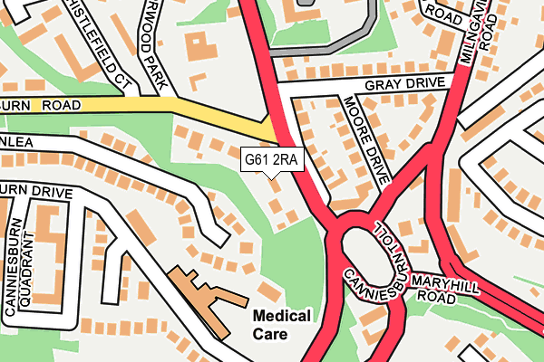 G61 2RA map - OS OpenMap – Local (Ordnance Survey)