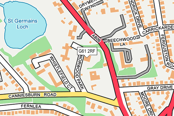 G61 2RF map - OS OpenMap – Local (Ordnance Survey)