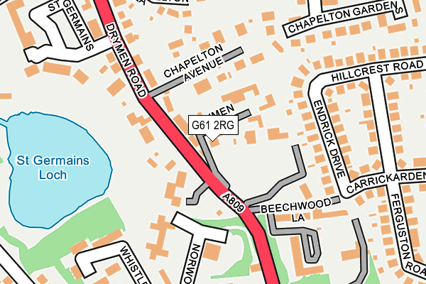 G61 2RG map - OS OpenMap – Local (Ordnance Survey)