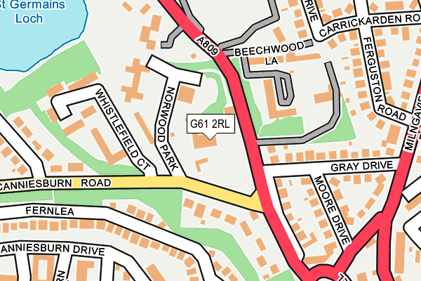 G61 2RL map - OS OpenMap – Local (Ordnance Survey)