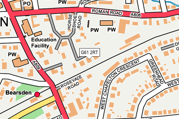 G61 2RT map - OS OpenMap – Local (Ordnance Survey)