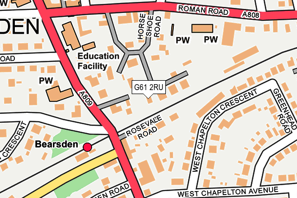 G61 2RU map - OS OpenMap – Local (Ordnance Survey)