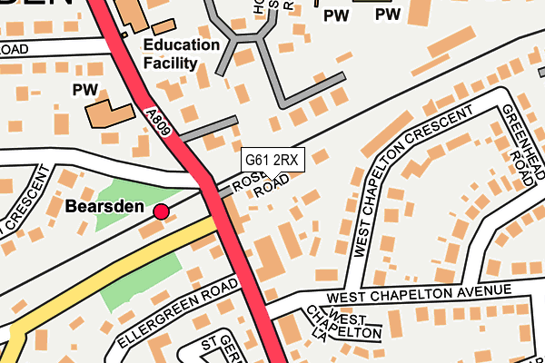 G61 2RX map - OS OpenMap – Local (Ordnance Survey)