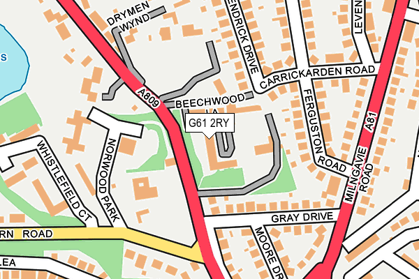 G61 2RY map - OS OpenMap – Local (Ordnance Survey)