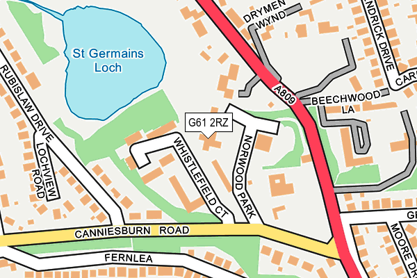 G61 2RZ map - OS OpenMap – Local (Ordnance Survey)