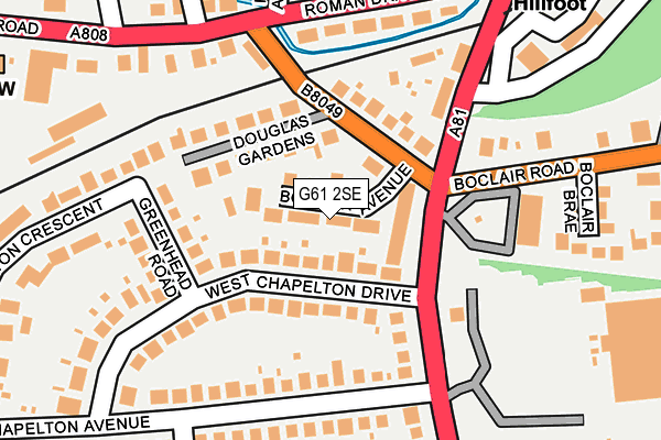 G61 2SE map - OS OpenMap – Local (Ordnance Survey)