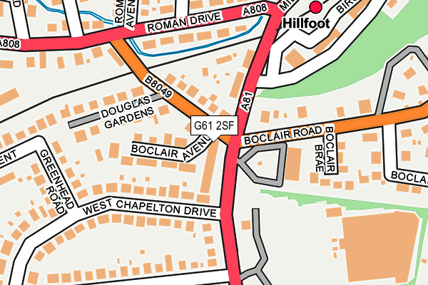 G61 2SF map - OS OpenMap – Local (Ordnance Survey)