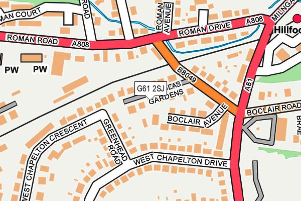 G61 2SJ map - OS OpenMap – Local (Ordnance Survey)