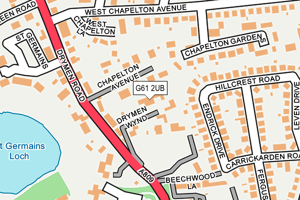 G61 2UB map - OS OpenMap – Local (Ordnance Survey)