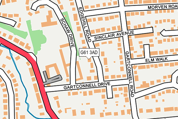 G61 3AD map - OS OpenMap – Local (Ordnance Survey)