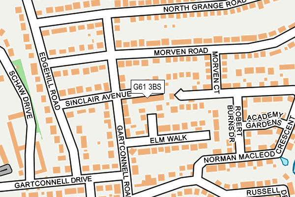G61 3BS map - OS OpenMap – Local (Ordnance Survey)