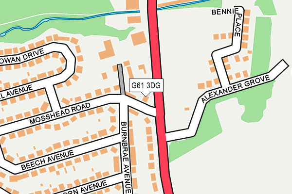 G61 3DG map - OS OpenMap – Local (Ordnance Survey)