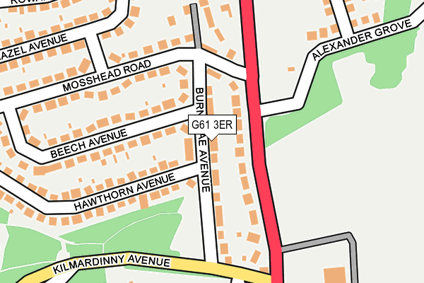 G61 3ER map - OS OpenMap – Local (Ordnance Survey)