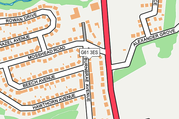 G61 3ES map - OS OpenMap – Local (Ordnance Survey)