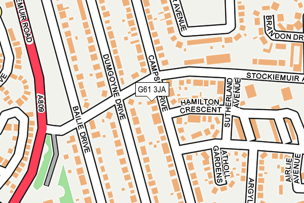 G61 3JA map - OS OpenMap – Local (Ordnance Survey)