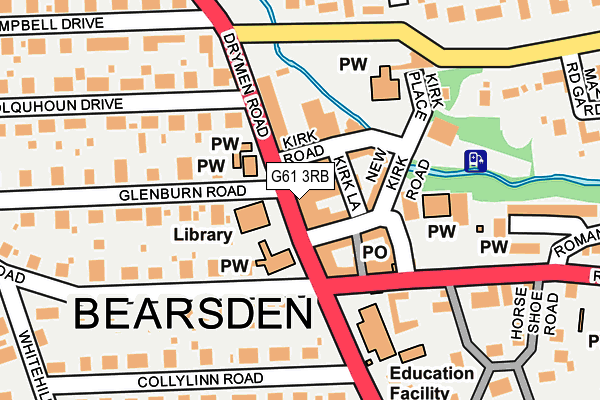 G61 3RB map - OS OpenMap – Local (Ordnance Survey)