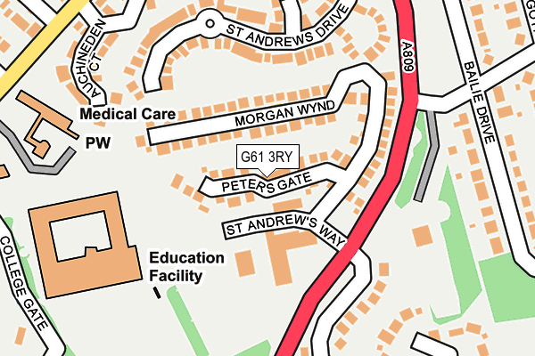 G61 3RY map - OS OpenMap – Local (Ordnance Survey)