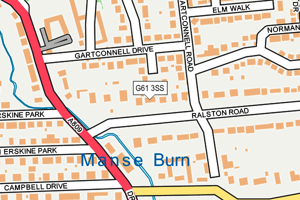 G61 3SS map - OS OpenMap – Local (Ordnance Survey)