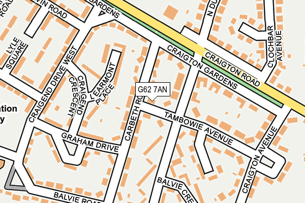 G62 7AN map - OS OpenMap – Local (Ordnance Survey)