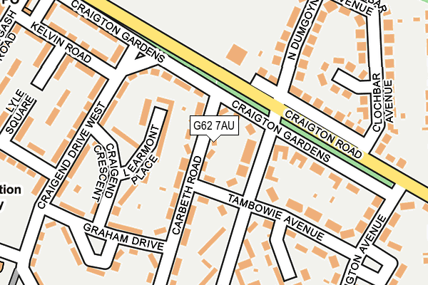 G62 7AU map - OS OpenMap – Local (Ordnance Survey)