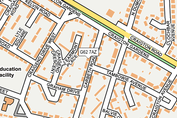 G62 7AZ map - OS OpenMap – Local (Ordnance Survey)