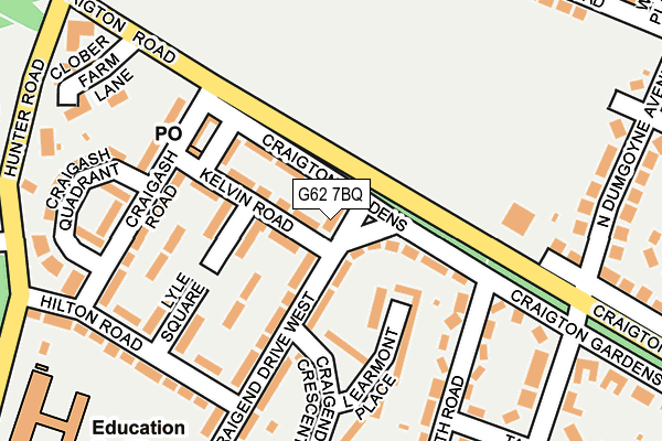 G62 7BQ map - OS OpenMap – Local (Ordnance Survey)