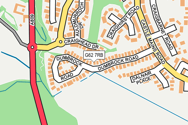 G62 7RB map - OS OpenMap – Local (Ordnance Survey)