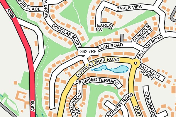 G62 7RE map - OS OpenMap – Local (Ordnance Survey)