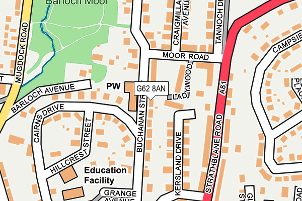 G62 8AN map - OS OpenMap – Local (Ordnance Survey)
