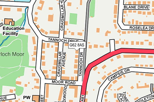 G62 8AS map - OS OpenMap – Local (Ordnance Survey)