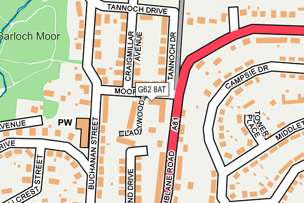 G62 8AT map - OS OpenMap – Local (Ordnance Survey)