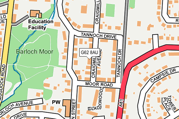 G62 8AU map - OS OpenMap – Local (Ordnance Survey)